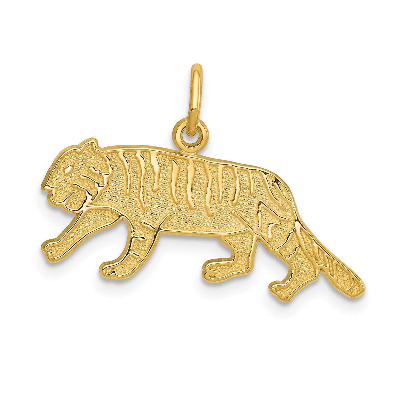 14K Yellow Gold Tiger Charm Jungle Cat Pendant Jewelry 19mm x 25mm